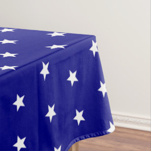 Simple Navy Blue and White Stars Pattern Tablecloth