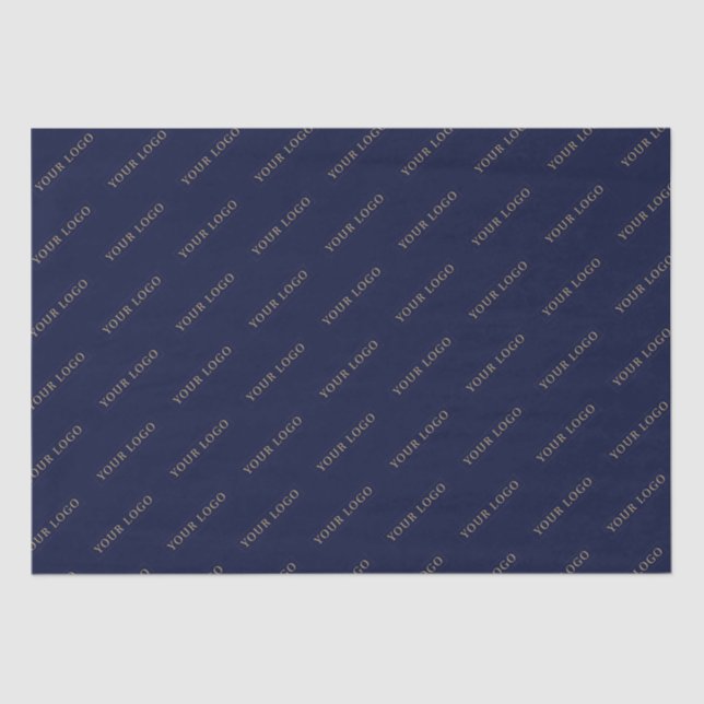 Simple Navy Blue Business Brand Logo Printed Tissue Paper (Front)