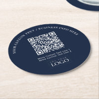 Simple Navy Blue Business Logo QR Code Promotional