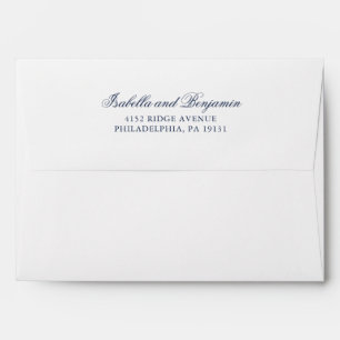 Simple Navy Blue Calligraphy Elegant Wedding Envelope