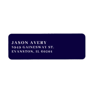 Simple Navy Blue Classic Return Address Text Based