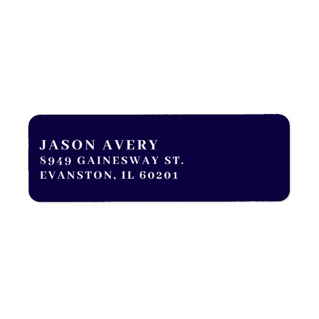 Simple Navy Blue Classic Return Address Text Based (Front)