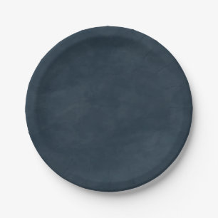 Simple Navy Blue Colour Editable Watercolor Paper Plate