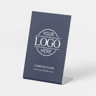 Simple Navy Blue Corporate Company Business Logo Pedestal Sign