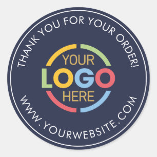 Simple Navy Blue Custom Busines Logo Promotional Classic Round Sticker