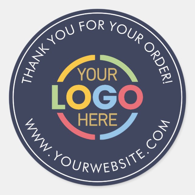 Simple Navy Blue Custom Busines Logo Promotional Classic Round Sticker (Front)