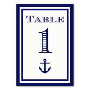 Simple Navy Blue Framed Anchor Table Card #1