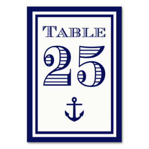 Simple Navy Blue Framed Anchor Table Card #1