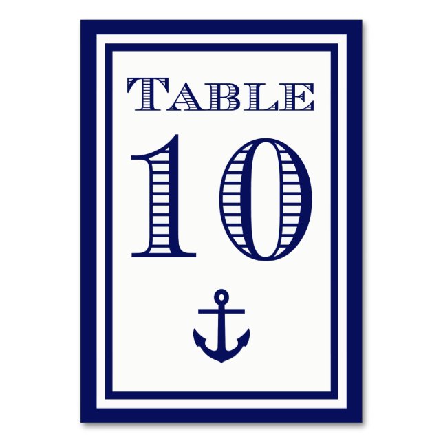 Simple Navy Blue Framed Anchor Table Card #10 (Front)