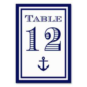 Simple Navy Blue Framed Anchor Table Card #12