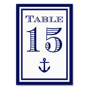 Simple Navy Blue Framed Anchor Table Card #15