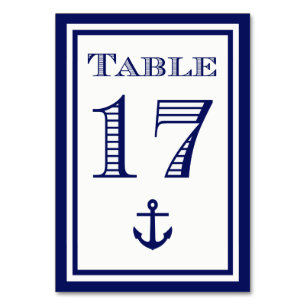 Simple Navy Blue Framed Anchor Table Card #17