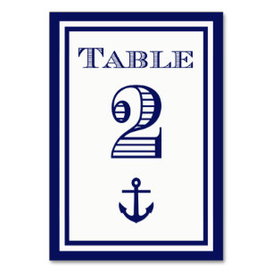 Simple Navy Blue Framed Anchor Table Card #2