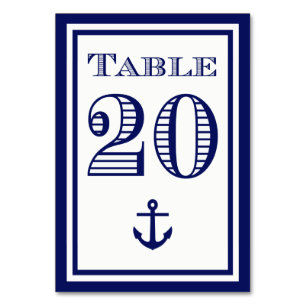 Simple Navy Blue Framed Anchor Table Card #20
