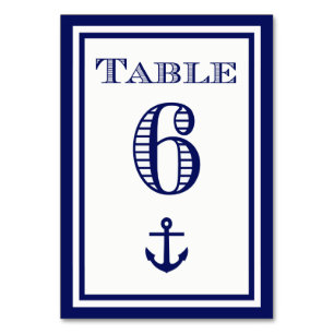 Simple Navy Blue Framed Anchor Table Card #6