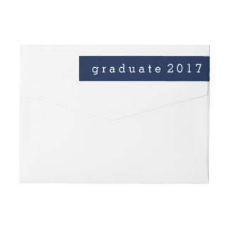 Simple Navy Blue Graduate 2016 Wrap Around Label