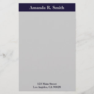 Simple navy blue grey stationery