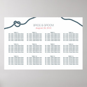 Simple Navy Blue Knot Wedding Seating Chart