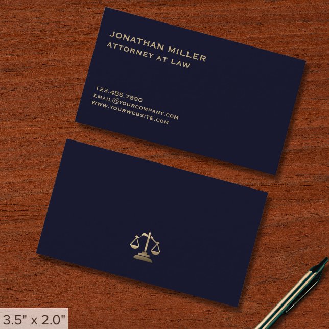 Simple Navy Blue Lawyer Business Card (Creator Uploaded)