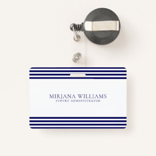 Simple Navy-Blue Lines Frame ID Badge