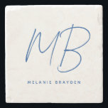 Simple Navy Blue Minimalist Monogram Stone Coaster<br><div class="desc">Simple Navy Blue Minimalist Monogram stone coaster perfect for personal use or a housewarming gift.</div>