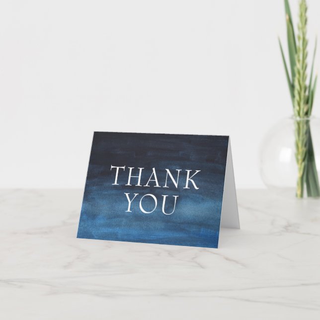 Simple Navy Blue Modern Business Thank You Card (Front)