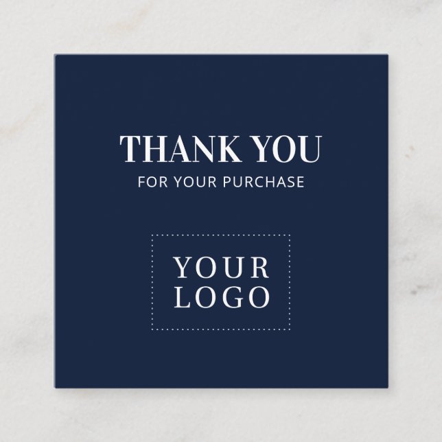 Simple Navy Blue Modern Thank you Business Cards (Front)
