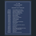 Simple Navy Blue Monogram Elegant Wedding Timeline<br><div class="desc">Simple Wedding Timeline featuring a modern yet elegant design with your two letter monogram at the top and your details surrounded by a thin border. All text is in white over a navy blue background and may be changed to any colours you wish by clicking the "customise" button. A chic...</div>