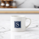 Simple Navy Blue Monogram Espresso Cup<br><div class="desc">For the espresso lover in your life,  these petite cups feature a simple,  single initial monogram set on a square navy blue badge. A set of four makes a great gift for newlyweds or new homeowners!</div>