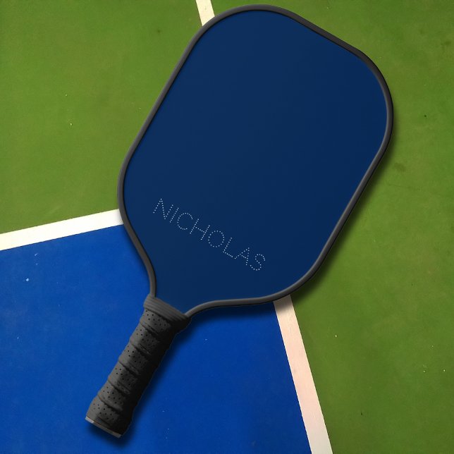 Simple Navy Blue Monogram Name Pickleball Paddle (Creator Uploaded)