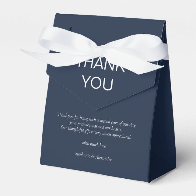 Simple Navy Blue Newlywed Wedding Thank You  Favour Box (Front Side)