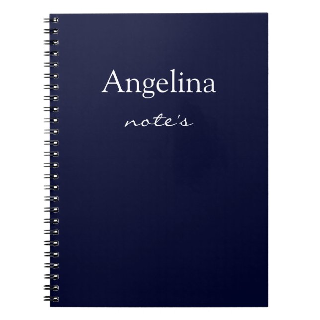 Simple Navy Blue Personalised Add Your Name Notebook (Front)