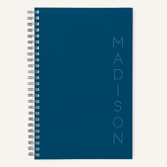 Simple Navy Blue Personalised Name  Notebook (Front)