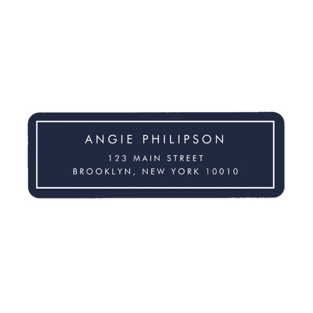 Simple Navy Blue Return Address Label (Front)