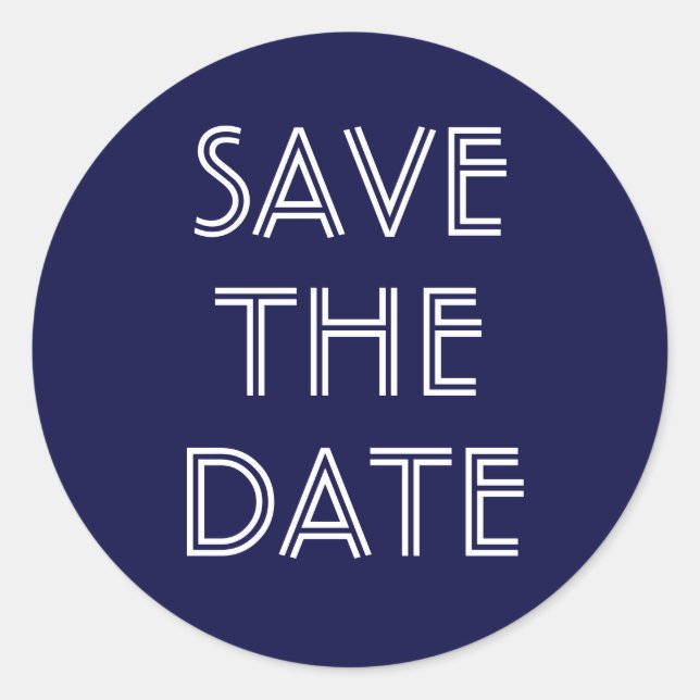 Simple Navy Blue Save The Date Sticker (Front)