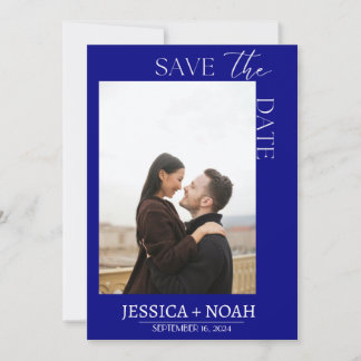 Simple Navy Blue Save The Date Wedding Invitation