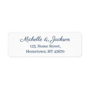 Simple Navy Blue Script Clear Text White Wedding