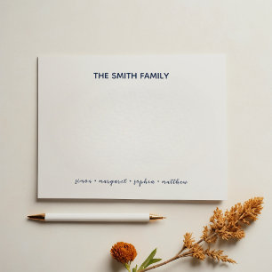 Simple Navy Blue Script Family Stationery Card
