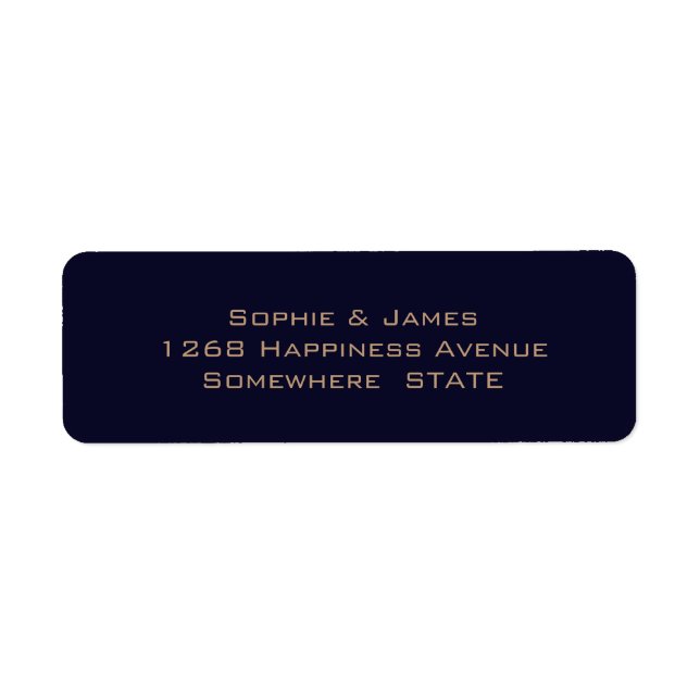 Simple Navy Blue Soft Gold Wedding Return Address (Front)