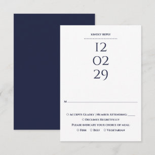 Simple Navy Blue Special Date Wedding RSVP Card
