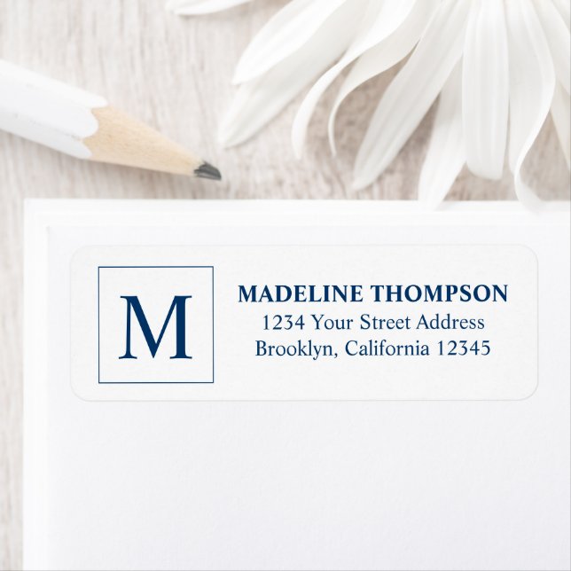 Simple Navy Blue Square Border Monogram (Insitu)