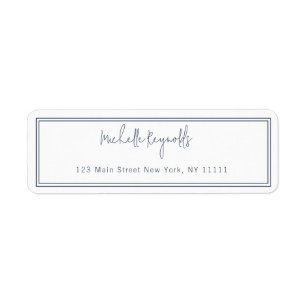 Simple Navy Blue Typography Return Address Label