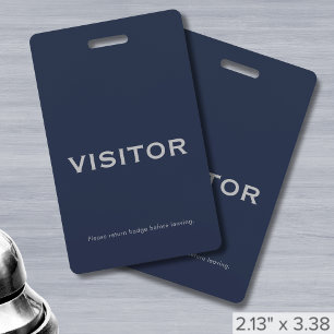 Simple Navy Blue Visitor Badge ID Badge