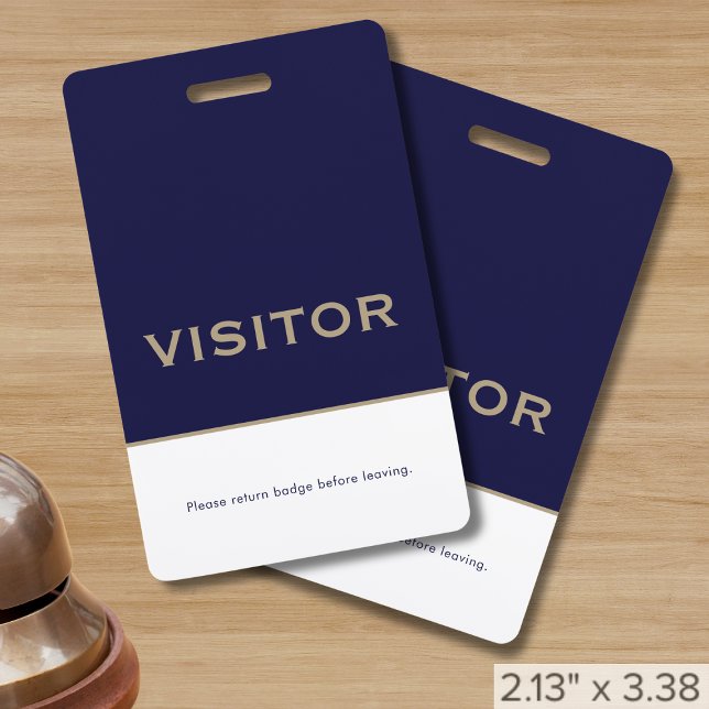 Simple Navy Blue Visitor Badge ID Badge (Creator Uploaded)