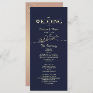 Simple Navy Blue Wedding Program Programme