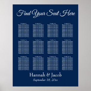 Simple Navy Blue Wedding Reception Seating Chart