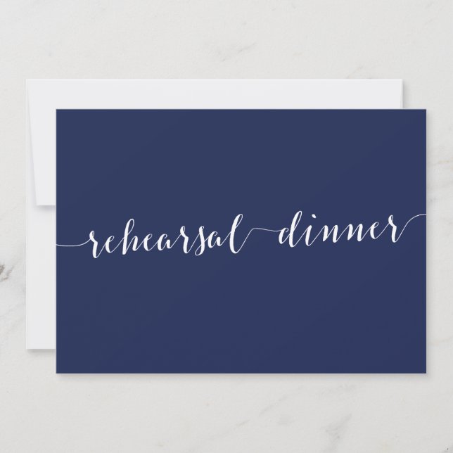 Simple Navy Blue Wedding Rehearsal Invitations (Front)