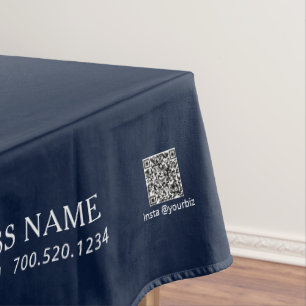 Simple Navy Blue & White Company Logo Craft Show Tablecloth