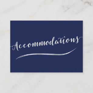 Simple Navy Blue White Wedding Accommodation Cards