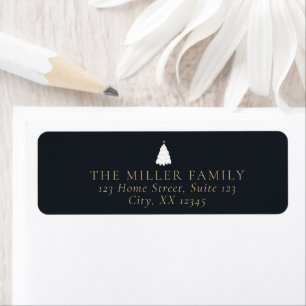 Simple navy Christmas tree Return Address Label